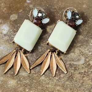 Y2K StatementEarrings Dangle Red & Smokey Rhinestones Unsigned